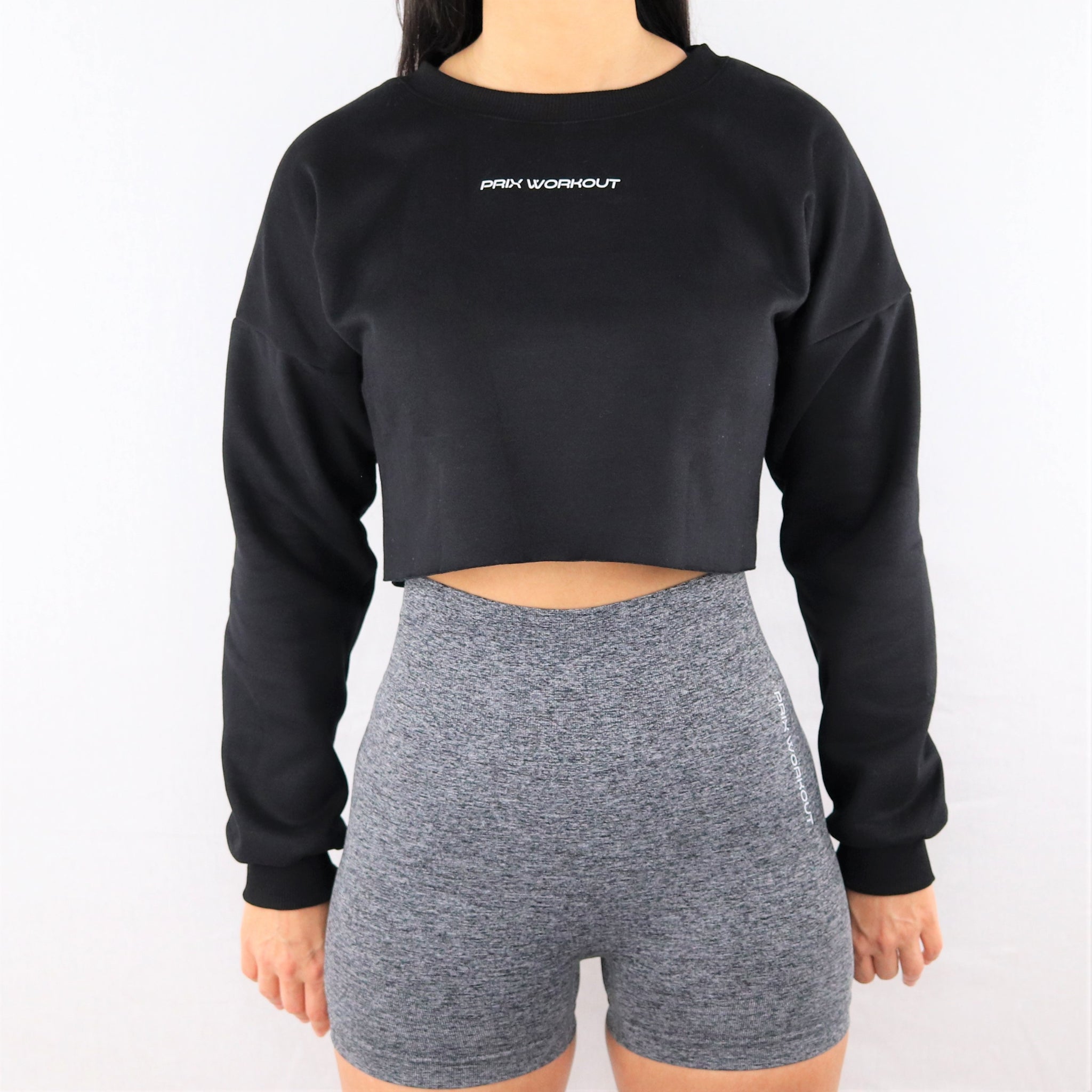 Black Oversized Cropped Sweatshirt – Prix Workout