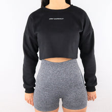 Load image into Gallery viewer, Black Oversized Cropped Sweatshirt