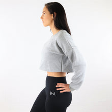 Load image into Gallery viewer, Grey Oversized Cropped Sweatshirt