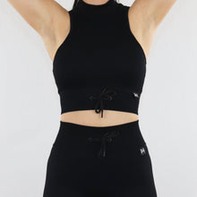 Load image into Gallery viewer, Black Apex High Neck Ribbed Sports Bra