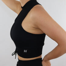 Load image into Gallery viewer, Black Apex High Neck Ribbed Sports Bra