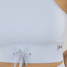 Load image into Gallery viewer, Ice Blue Apex High Neck Ribbed Sports Bra