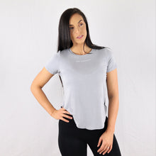 Load image into Gallery viewer, Women&#39;s Grey Twisted Hem Gym T-Shirt