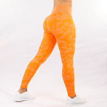 Load image into Gallery viewer, Orange Camo High-Waist Leggings