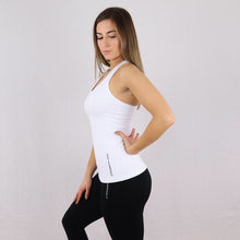 Load image into Gallery viewer, Women&#39;s White Racer Back Stretchy Gym Vest