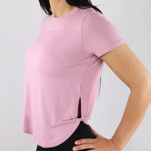 Women's Pink Twisted Hem Gym T-Shirt