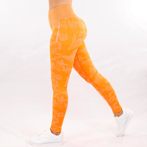 Orange Camo High-Waist Leggings