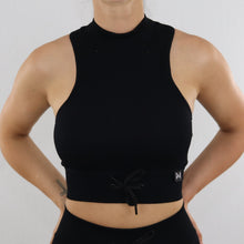 Load image into Gallery viewer, Black Apex High Neck Ribbed Sports Bra