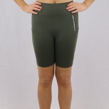 Load image into Gallery viewer, Green High Waisted Cycling Gym Shorts with Pocket